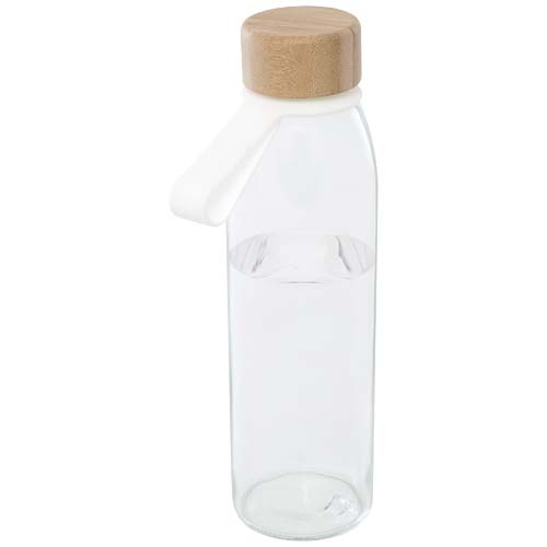 Porto 500 Ml Glass Water Bottle With Silicone Handle And Bamboo Lid 